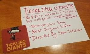 Tickling Giants Shortlisted for Best Original Song. Oscar Voters Take Note! Image