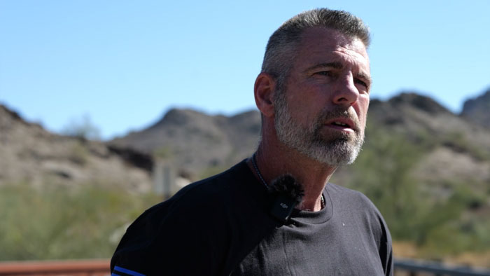 Interviewee from Aliens Uncovered: Golden Frequency speaking on location in the Arizona desert