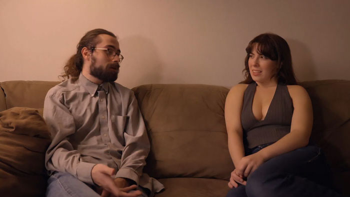 Stephen Tronicek and Sara Leste sit awkwardly on a first date in The Day of the Date.