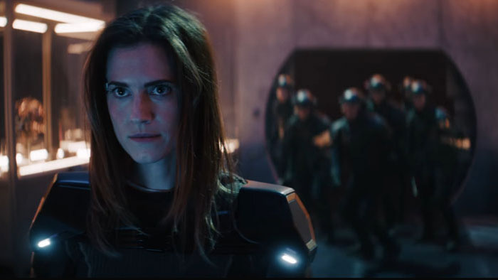 Allison Williams as Gemma in tactical gear in M3GAN 2.0
