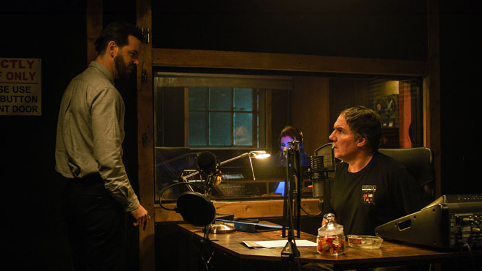 Corey Johnson and Gethin Anthony in a tense scene from Midnight Caller