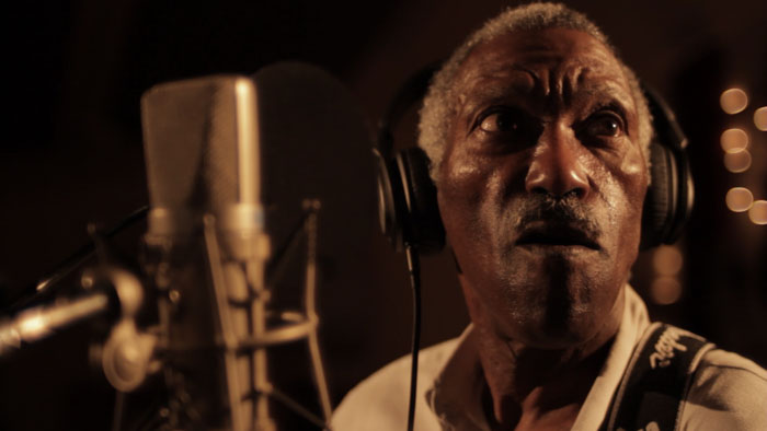 Alvin Carbins recording music in Moses documentary