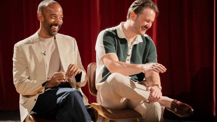 Harold and Timothy on stage during Q&A session