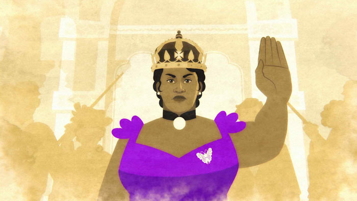 Queen Liliʻuokalani in The Queen’s Flowers animated short film