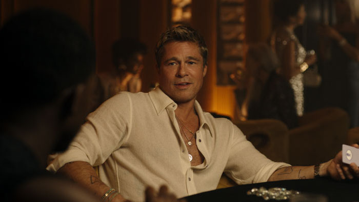 Brad Pitt as Sonny Hayes in a casino scene from the film F1.