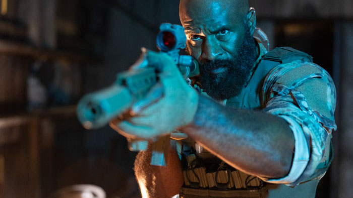 LaMonica Garrett as Rhodie aiming rifle in Osiris