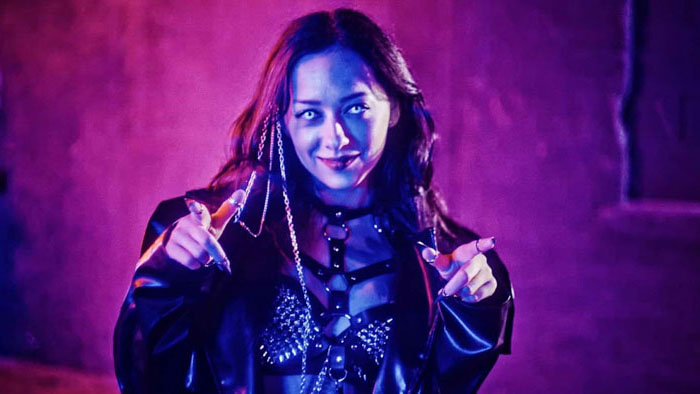 Victoria Myssik as Valeria in the cyberpunk vampire series Voltaic Blood