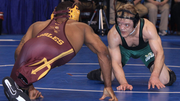 Ben Kjar competes in a wrestling match in Standout: The Ben Kjar Story