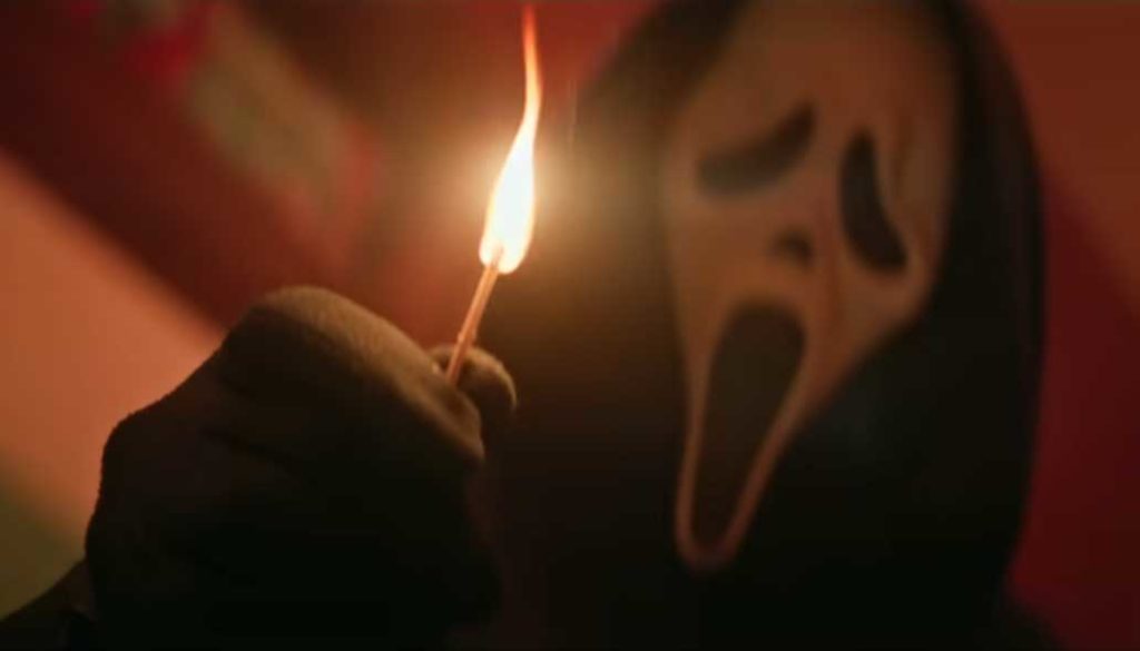 Ghostface holding a lit match in Paramount Pictures and Spyglass Media Group's "Scream 7."
