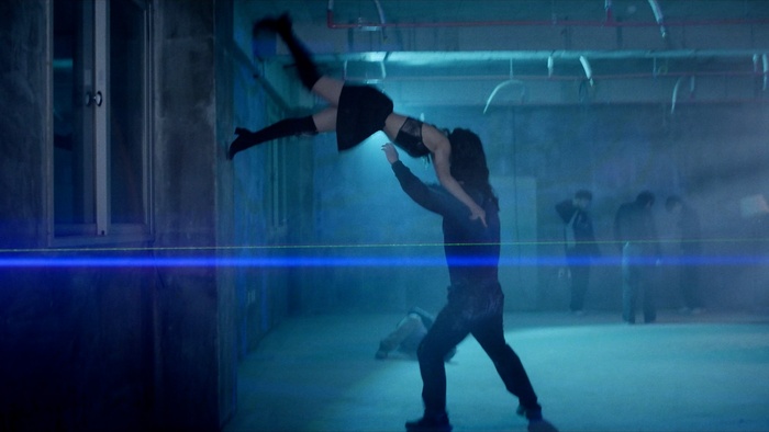 Sua (Han Jiyeon) is thrown into the air during an action sequence in Demon Dancer: Sua/Nara.