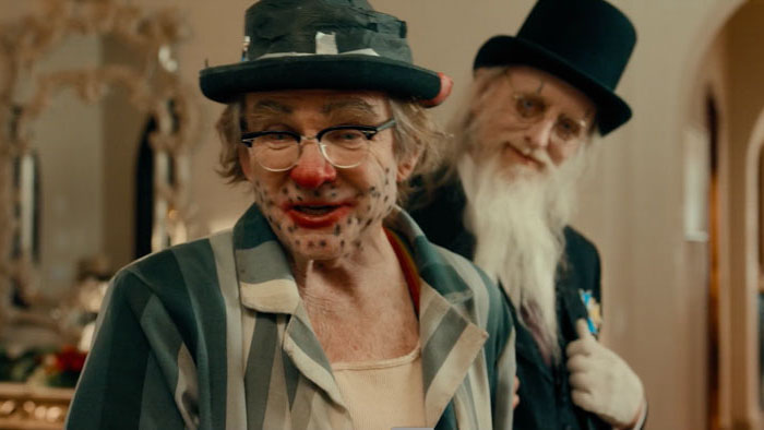 Bugs (Jim Turner) and Gustav (Dave "Gruber" Allen) in clown makeup at a birthday party in The Big Whoop.