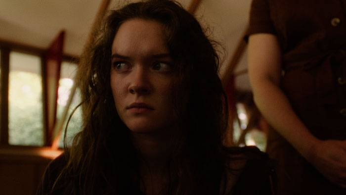 Johanna (Chloe Lutz) looks worried in Alien In The Heartland.