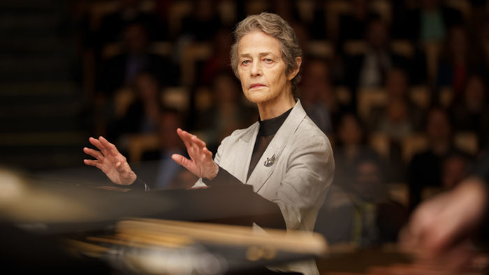 Elena (Charlotte Rampling) conducting in Two Pianos.