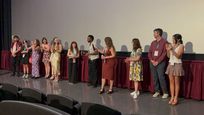 Filmmakers line up on stage for a Q&A session at the 2026 Palm Springs International ShortFest.