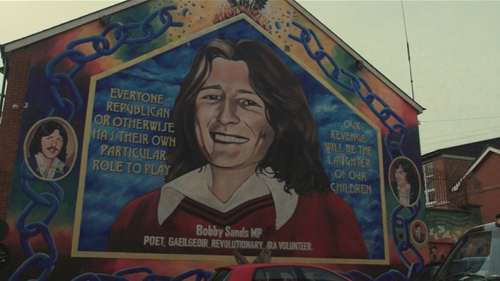 A mural of Bobby Sands in Belfast, featured in A Fragile Peace: Brexit and Northern Ireland.